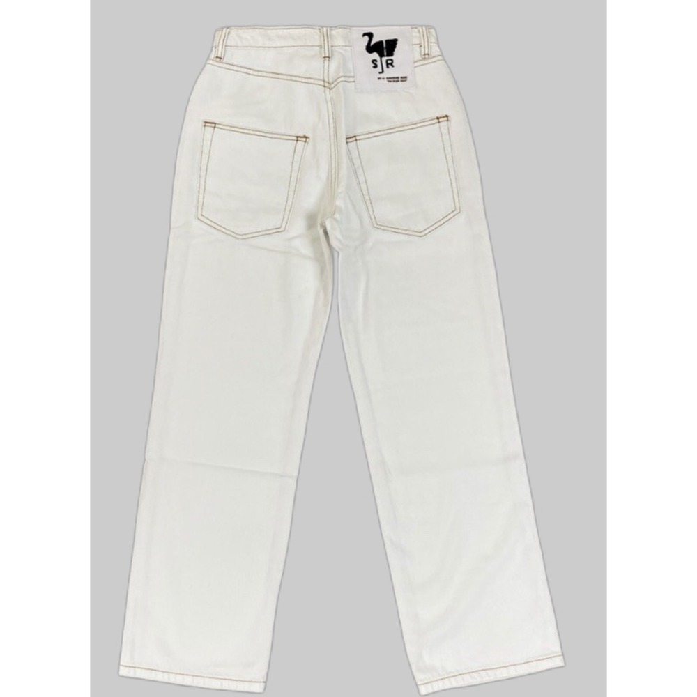 Sandrine Rose Free People High Rise Straight Leg Jeans White/cream MSRP $172‎ - Picture 2 of 7